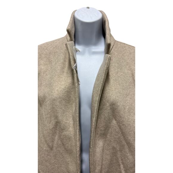 ZARA Minimalist Wool Blend Funnel Neck Coat M Beige Soft Tailored Look - Picture 2 of 4